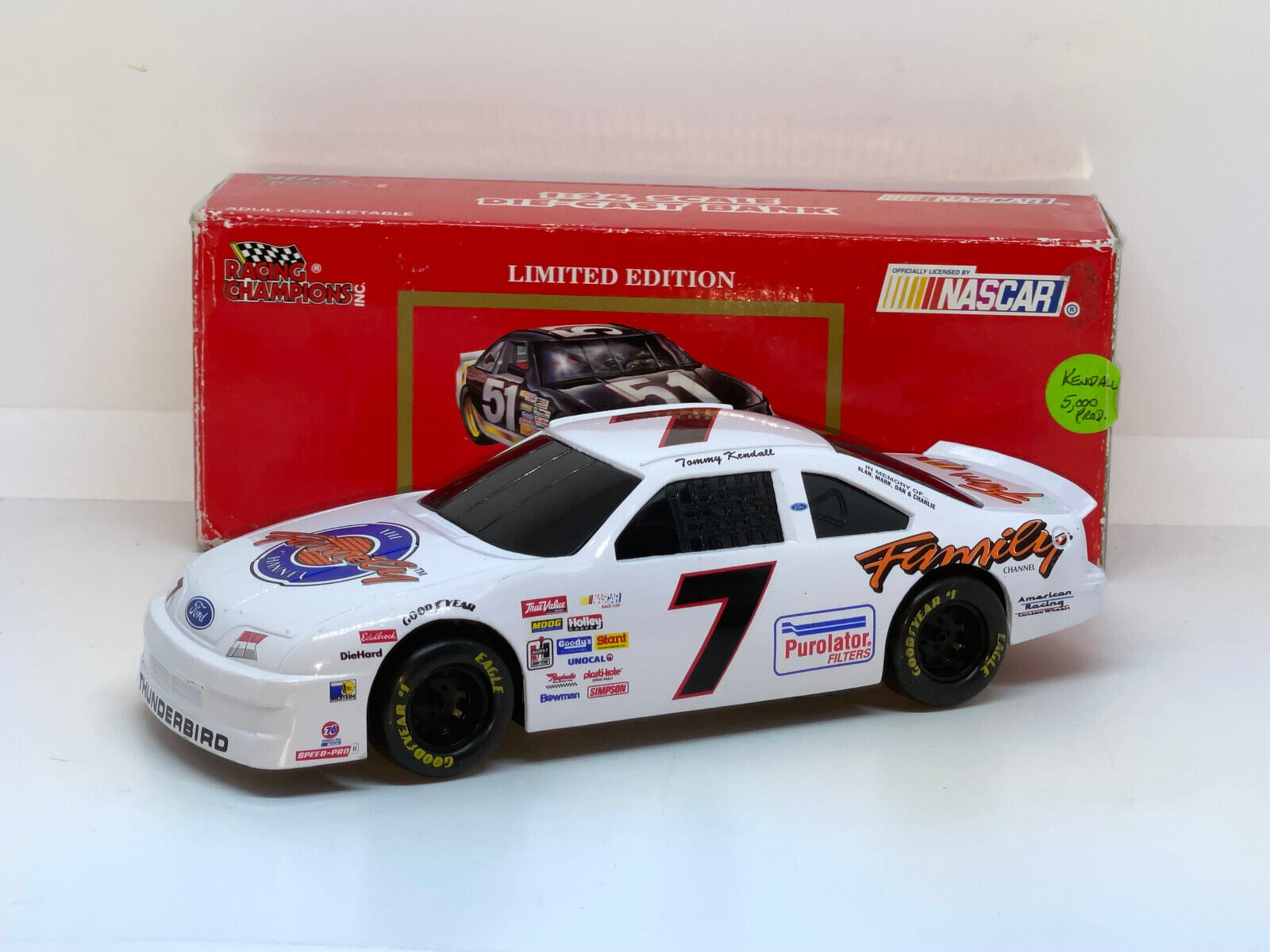 Nascar Racing Champions Tommy Kendall #7 Ford Coin Bank 1/24 S...
