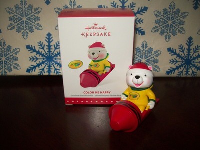 HALLMARK CRAYOLA CRAYONS COLOR ME HAPPY 2015 CHRISTMAS ORNAMENTS SLED POLAR BEAR