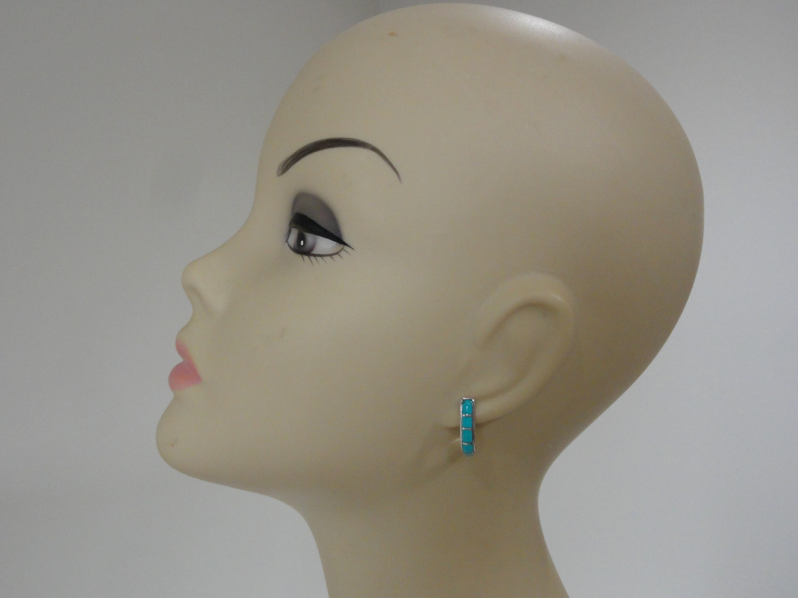 Sterling Silver Turquoise Inlay 3/4