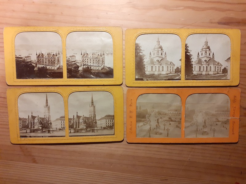 Lot 4 Stereoviews Tissue Stereo Photo Stockholm Sweden