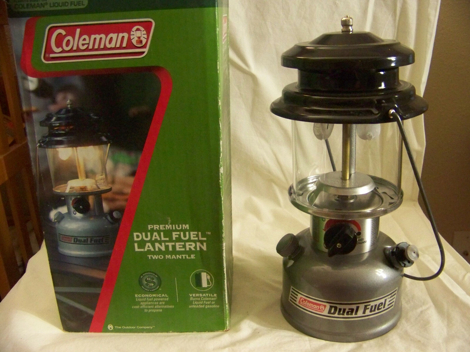 Vintage Coleman Dual Fuel 2 Mantle Gas Lantern W/ Box 285A700 Worksの