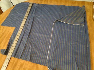 Vintage Cotton Blend Fabric Maroon Green Blue Stripe  1 1/3 Yd/44