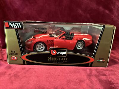 Burago Silver Red Stripe 1999 Shelby Series 1  1:18 Diecast Car Made In Italy
