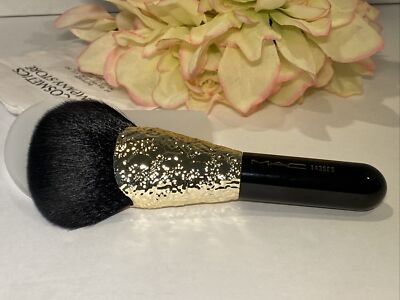 MAC Bronzing 143SES Synthetic Medium Fan Brush Gold Black - New Sealed Authentic
