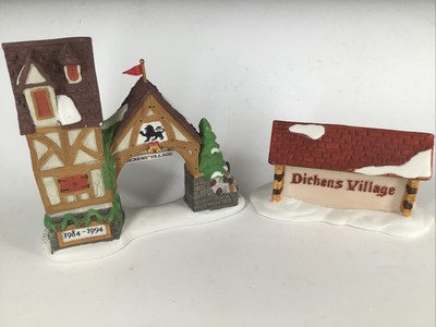 Two Dept 56 -Dickens Village Postern 10th Anniv & Dickens Village Sign Free Ship
