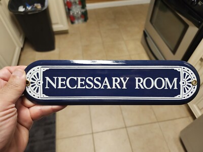 (1) Brand New Ande Rooney Porcelain Necessary Room (Bathroom) Sign