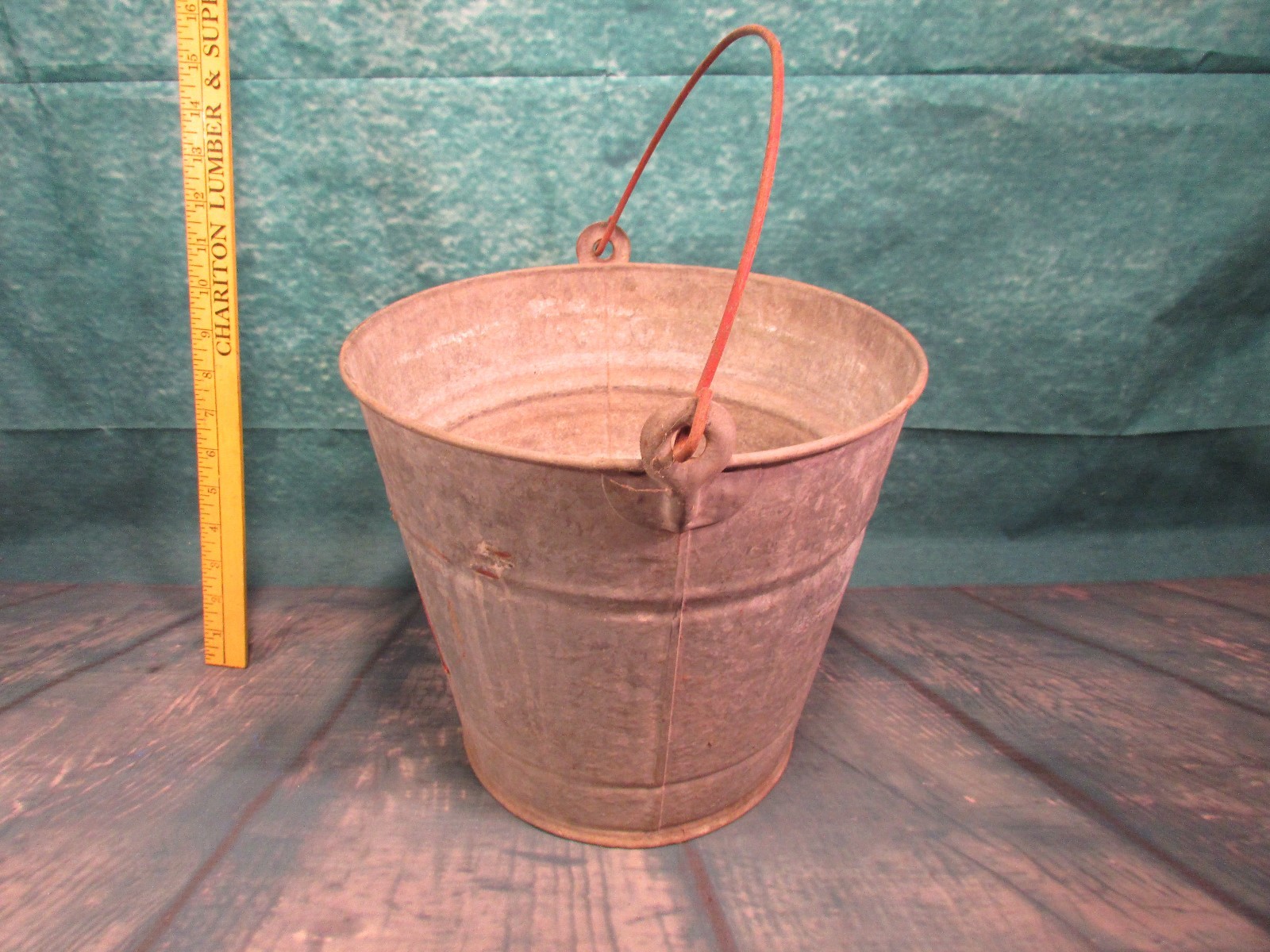 Vintage galvanized Cream City pail halloween thanksgiving decor #12