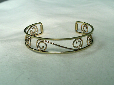 Vintage KREMENTZ Yellow Rose Gold Filled Cuff Bracelet Small