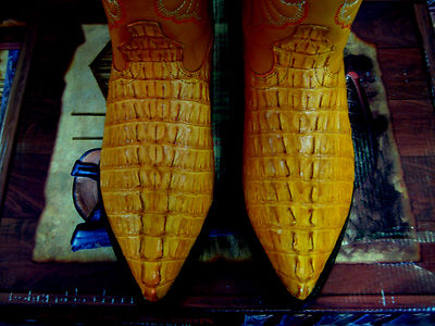 Pre-owned Los Altos Boots Los Altos Women Buttercup Genuine Crocodile Tail Western Cowboy Boot (m) L091021 In Yellow
