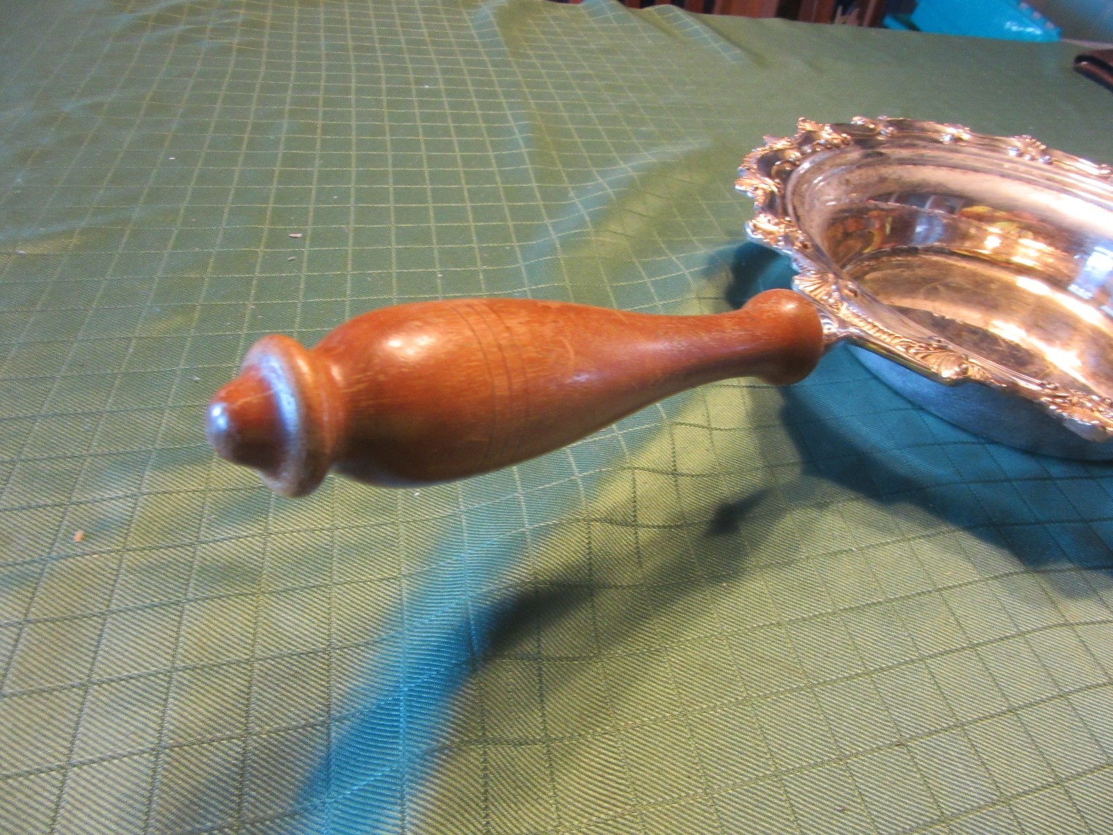 Vintage W SB Silver Plated Offering Plate? With Wood Handle