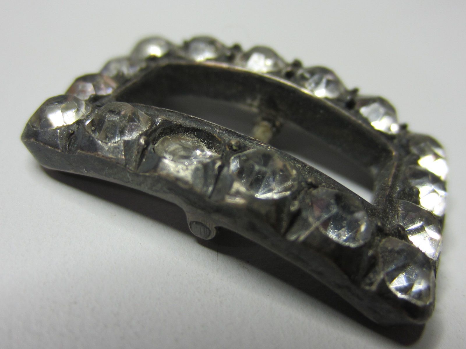 Antique Georgian Belle Epoche French Hallmarked Silver Paste Pair Small Buckles