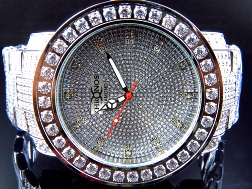 Pre-owned Khronos White Iced Bezel & Band  Jojino Joe Rodeo Genuine Diamond Watch 50mm