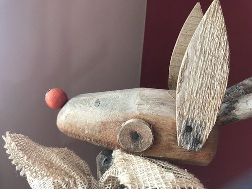 Handmade Wooden Standing Baby Reindeer