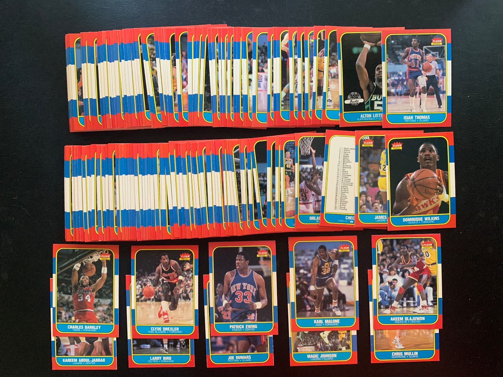 1986 Fleer Basketball Set 1-132 Ewing Barkley Olajuwon RC Magic Bird No Jordan
