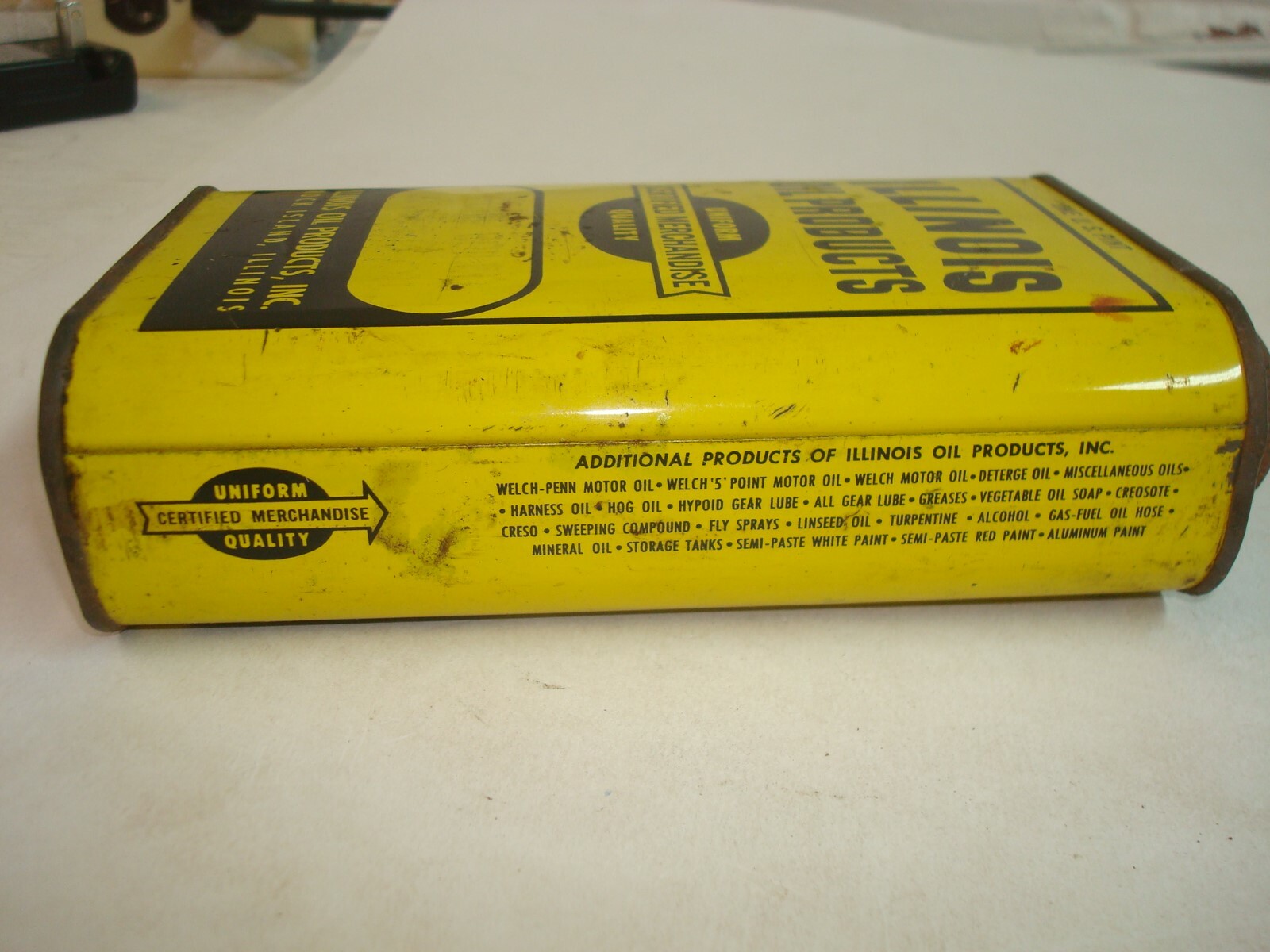 Vintage Illinois Oil Products Linseed Oil Can, Rock Island, Illinois