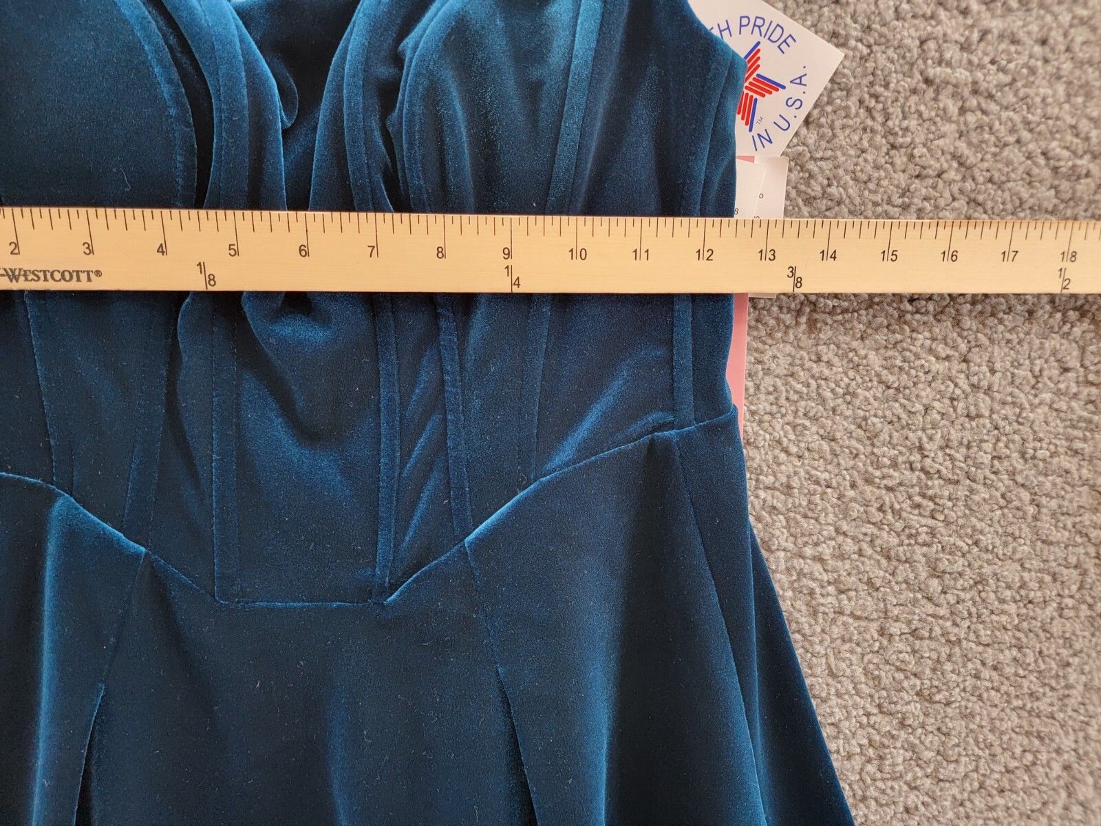 AQUA Strapless Velvet Mini Dress Women's 8 Blue Scoop Neck Back Zip Closure - Picture 5 of 15