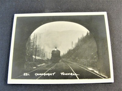 Train Entering Connaught Tunnel-Banff, Alberta, Canada -1920s Photo Card. 