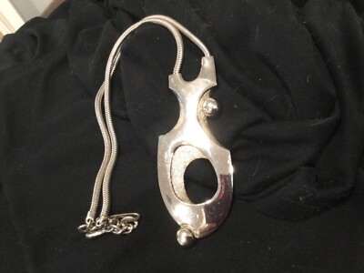 Vintage Silver Tone Geometric Modern Statement Adjustable Necklace Signed