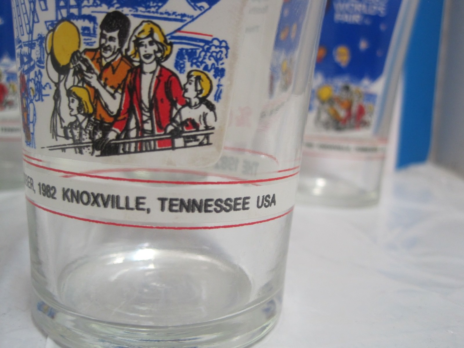 1982 Worlds Fair Commemoritive Glasses, Knoxville TN set of 4 (no.1)