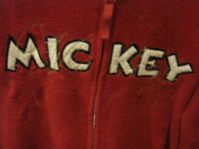 Disney Mickey Mouse Red Fleece Zip Up Jacket Sweatshirt VGUC JUNIOR M 7/9