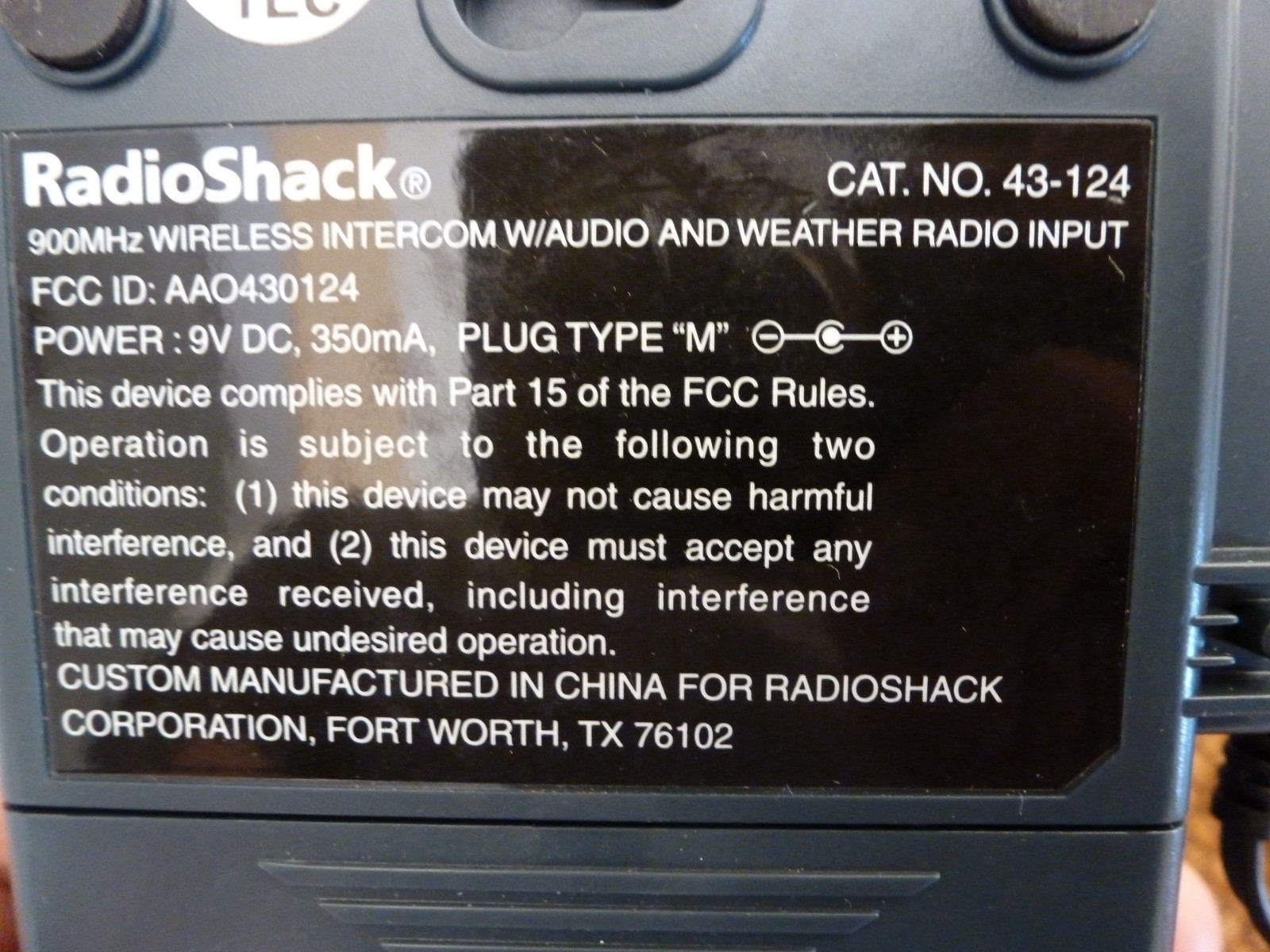 Radio Shack 900 MHz Wireless Intercom W/Audio & Weather Radio Input