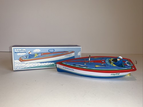 Vintage Schylling Collector Series Tin Wind up Speedboat