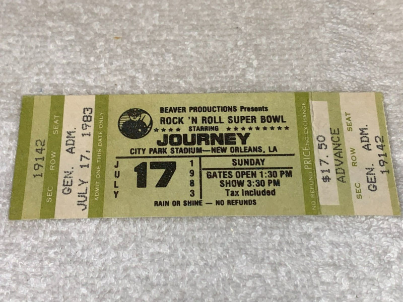 Journey 1983 Concert Ticket  Rock & Roll Super Bowl Foghat Zebra   Bryan Adams