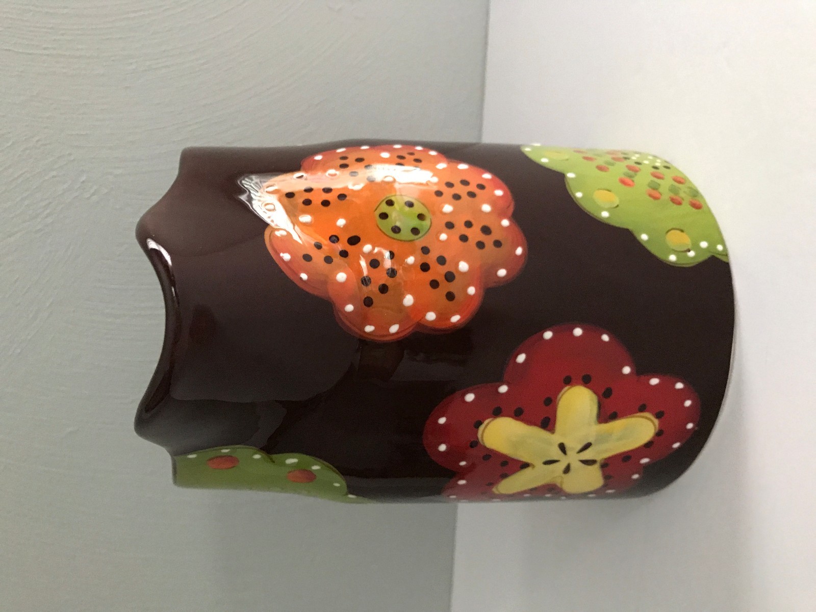 Laurie Gates Pitcher / Brown with Flowers / 8