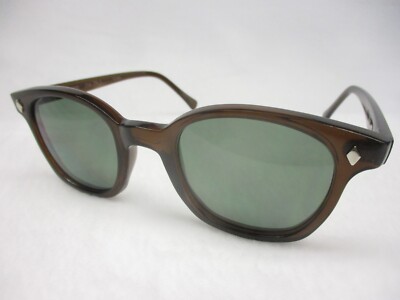 Pentax Hoya Sunglasses Preppy Retro Horn Rim 60's Style Brown Frame G15 50 Large