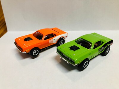 JL  TWIN HEMI CUDA'S  NEW  Auto-World Chassis for AFX  AURORA TYCO HO Track