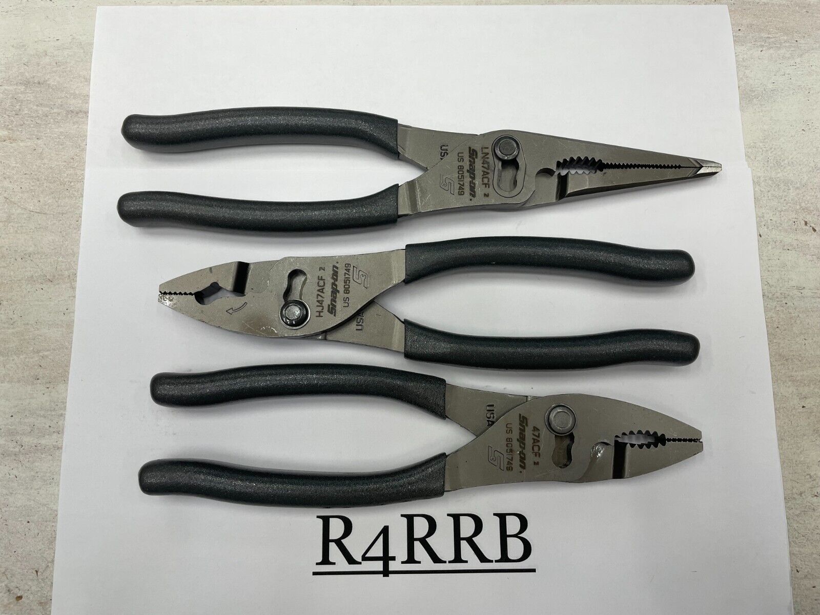 Snap-on Tools USA NEW DARK TITANIUM 3 Piece Soft Grip Pliers Snap-on Tools USA NEW DARK TITANIUM 3 Piece Soft Grip Pliers