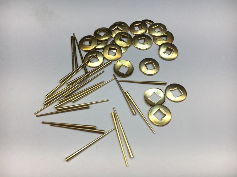 50 Piece Brass Hand Washers 3/16” Square Hole and Tapered Pins for