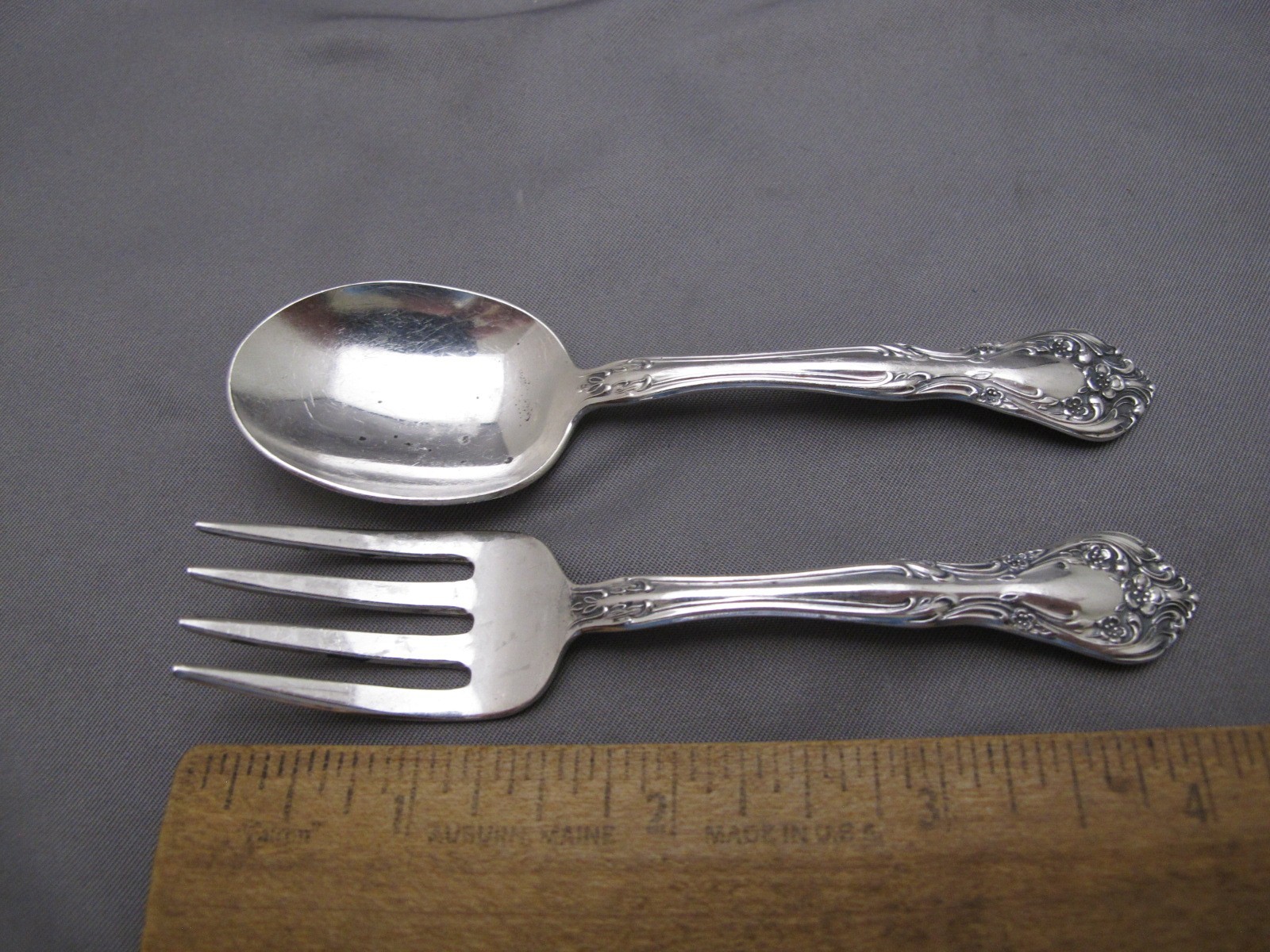 ビンテージ　ALVIN STERLING 純銀フォーク　Chateau Rose Alvin Sterling CHATEAU ROSE (1940) 2 Pc BABY SPOON & FORK