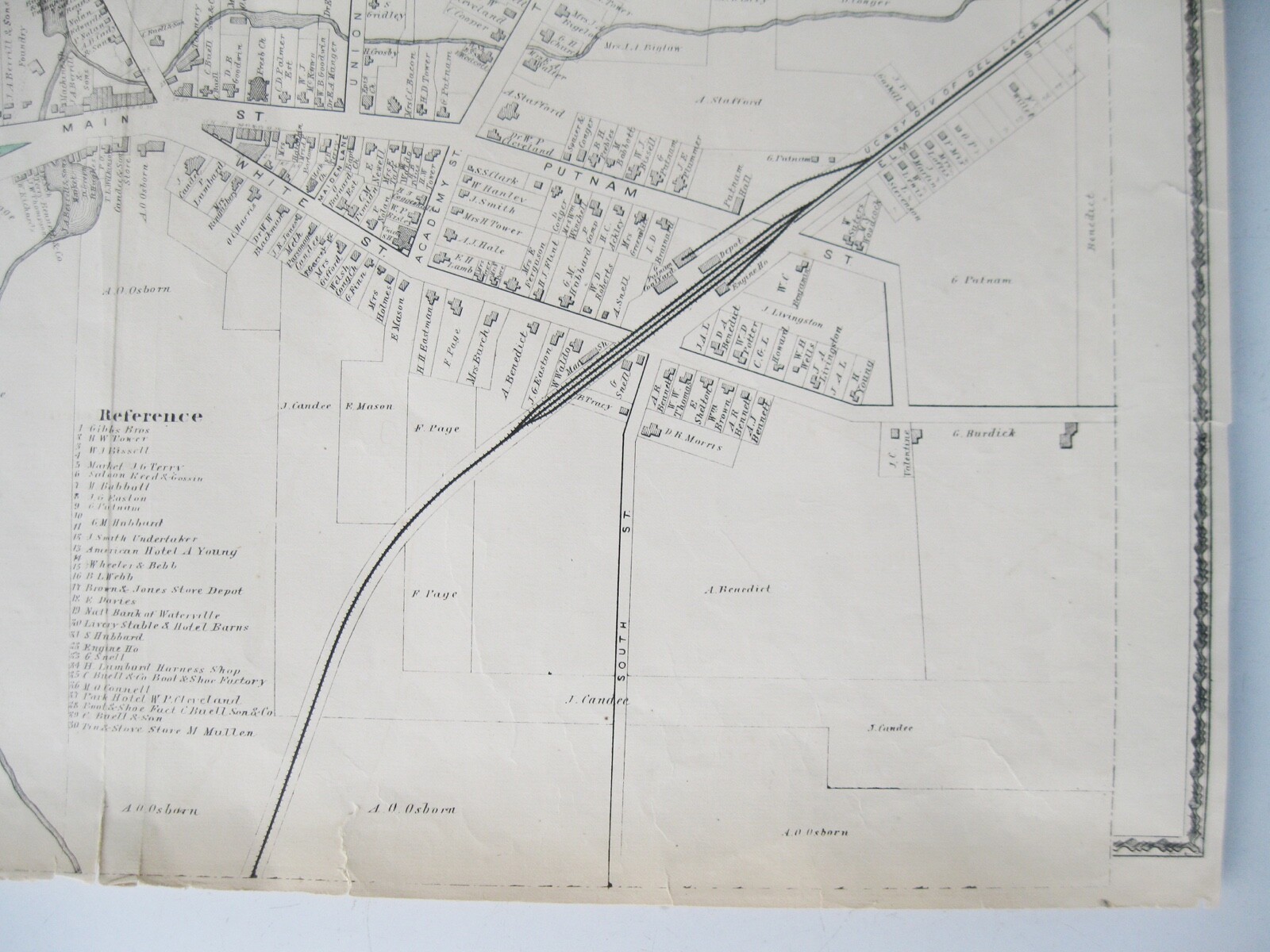 Vintage 1874 Map – Waterville in Oneida County, NY