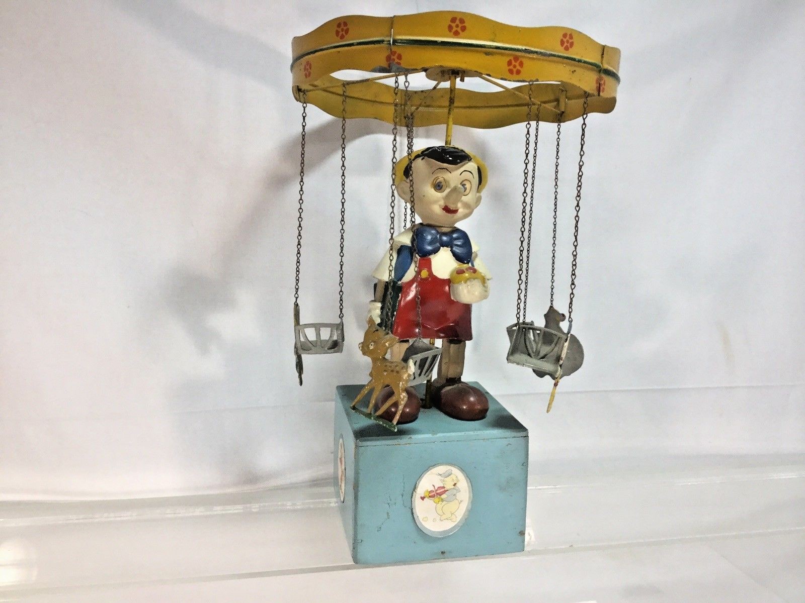 1950s Jouets Creations Of France Pinocchio Windup Carousel Music Box