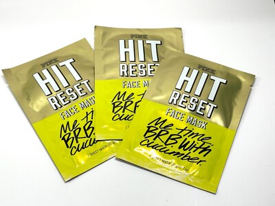 NEW 3 VICTORIA'S SECRET PINK HIT RESET FACE MASK SEA MINERALS POUCH SHEET MASK