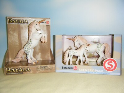 SCHLEICH UNICORN STALLION #70421 + MARE #70432 & FOAL #70420 LOT *NEW*