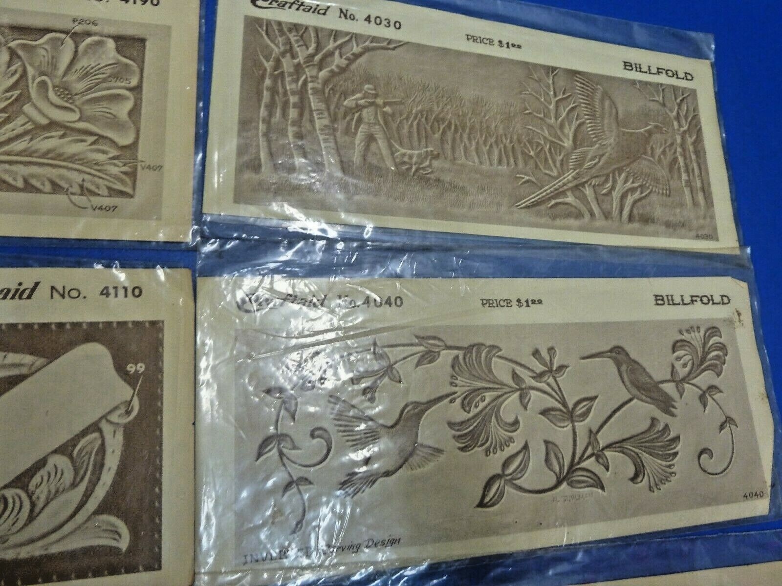 VINTAGE NOS LOT 13 CRAFTAID Tooling Patterns for BILLFOLDS HUNTER HORSE ECT