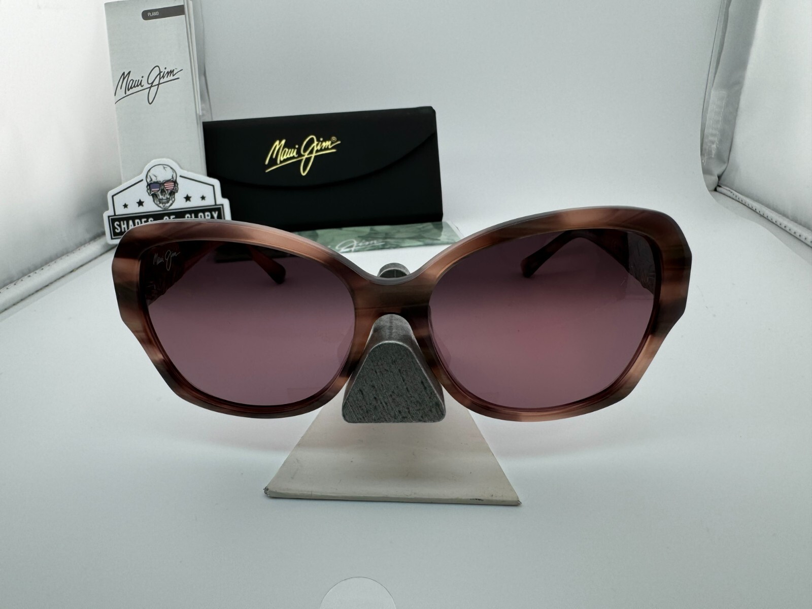 Pre-owned Maui Jim Swaying Palms Mj530-90 Pink Tortoise 24k Maui Rose Polarized Sunglasses