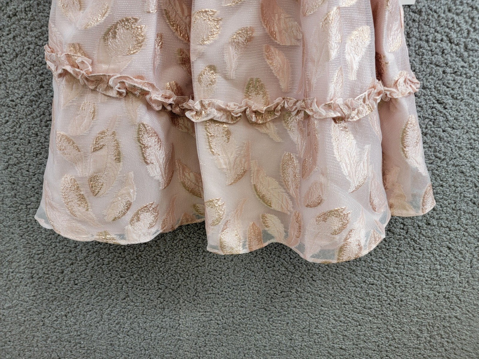 Rare Editions Puff-Sleeve Burnout Organza Dress Little Girls' 6 Blush Back Zip - Picture 4 of 17