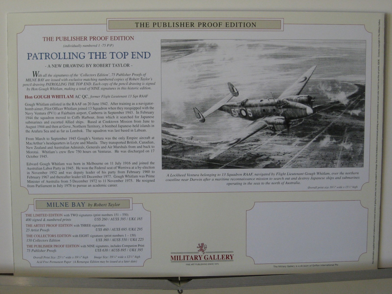 Milne Bay 75 76 Squadron Kittyhawks RAAF Robert Taylor Aviation Art Brochure