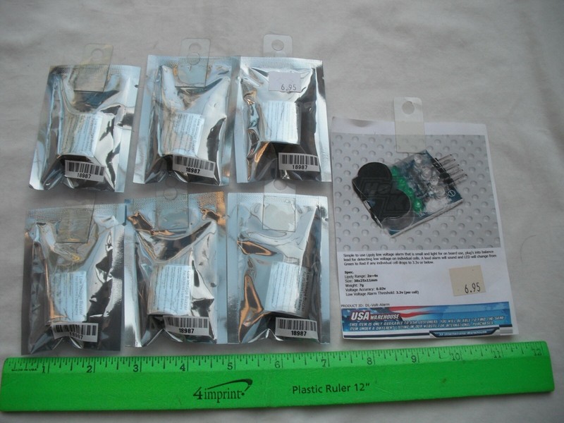 Lot of 6 Lipo Battery Low Voltage Buzzer Alarm, 2S/3S/4S, 18987,RC R/C Plane Car