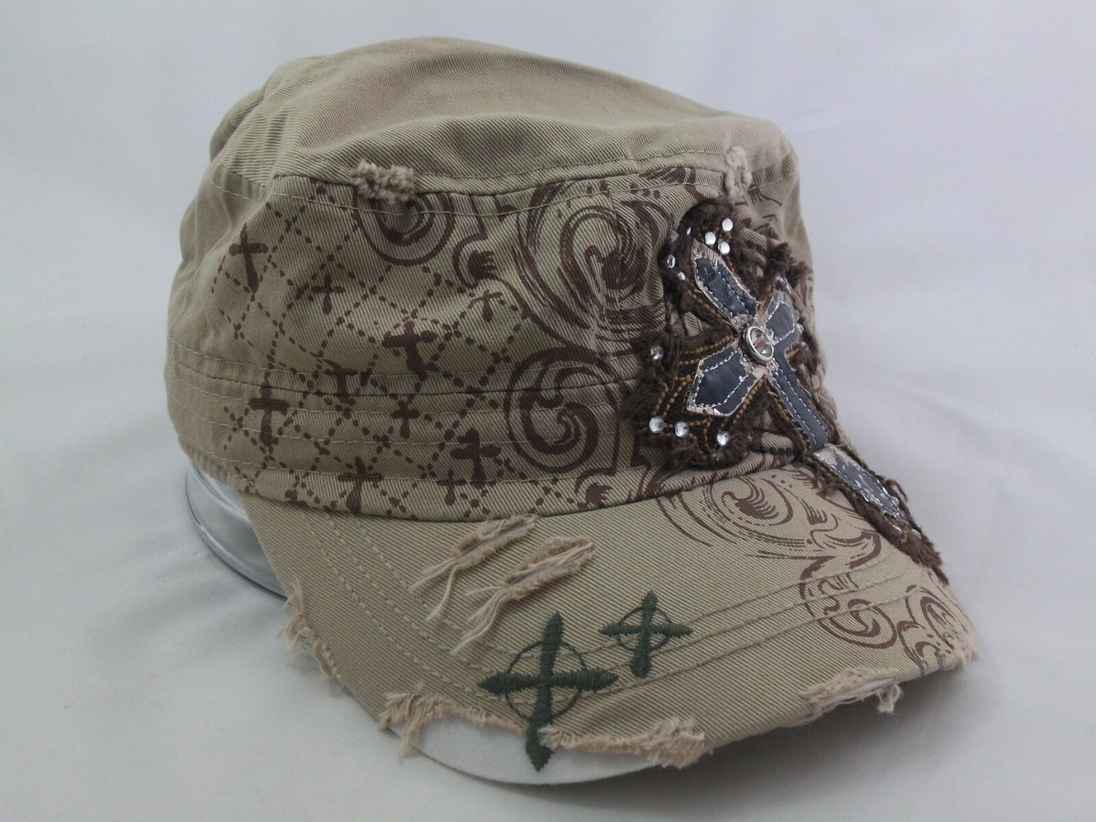 帽子 Trophy Clothing Rough Army Hat Factory Distressed Cross Hat Beige Stretch Fit Army Cap | eBay