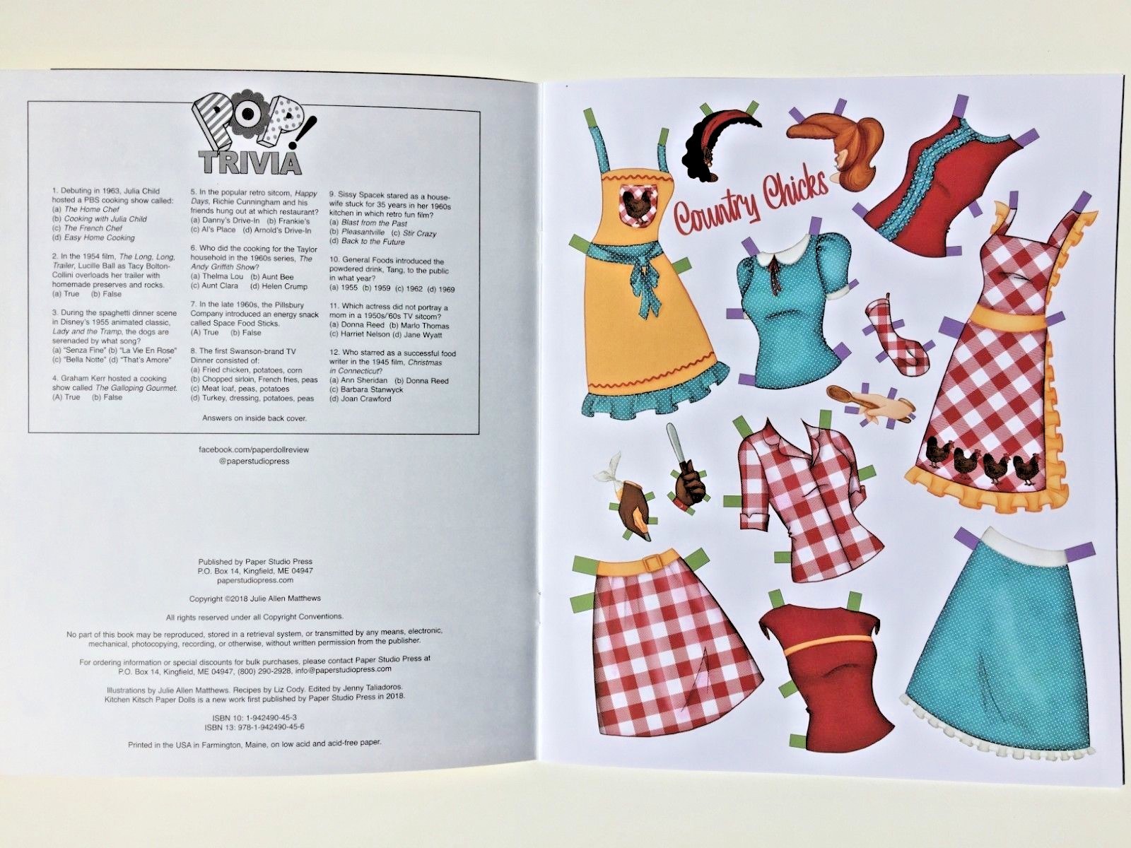 **NEW!** KITCHEN KITSCH Paper Doll Book! Cute themed clothes and retro recipes!