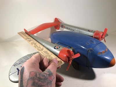 1950's Ideal US Army Globemaster Toy Airplane C-184 plastic & tin