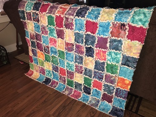 Beautiful Handmade Batik Fabric Rag Quilt 57