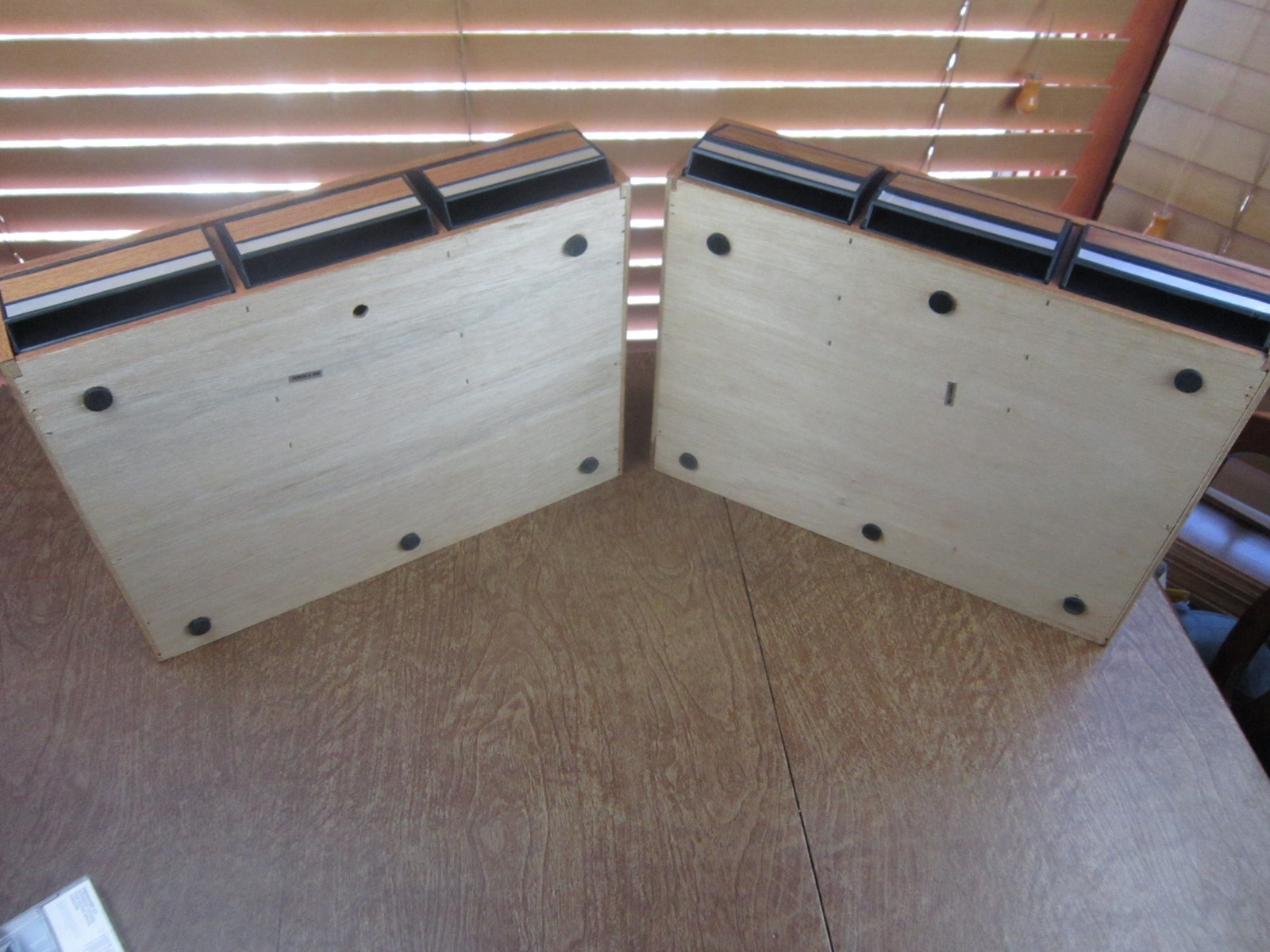 2 Vintage Faux Wood Grain 3 Drawer Audio Cassette Holder Tape Storage each 42