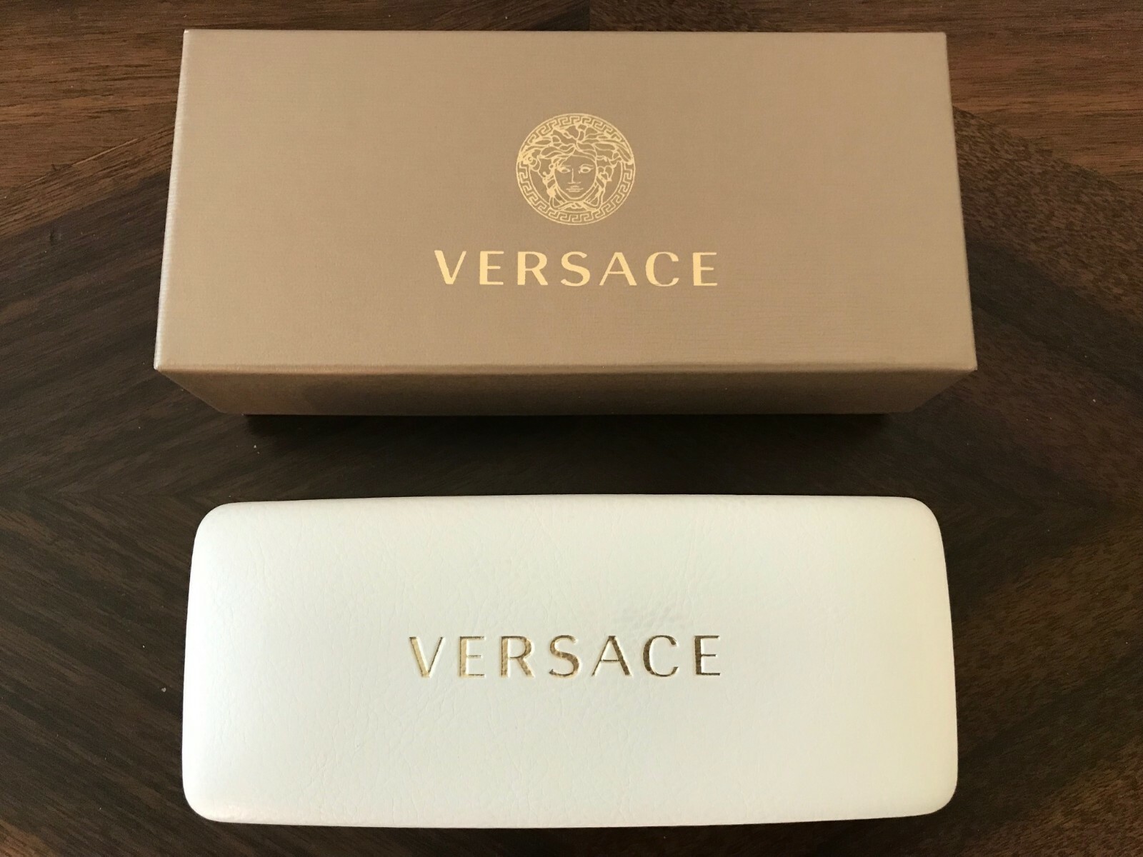 Original Authentic VERSACE Eyeglass Case White Leather