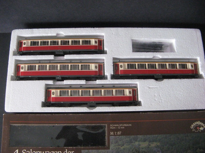 Bemo Hom Coffret 4 Voitures Salon Rhb A1141 Ã  A1144 Ref 32725