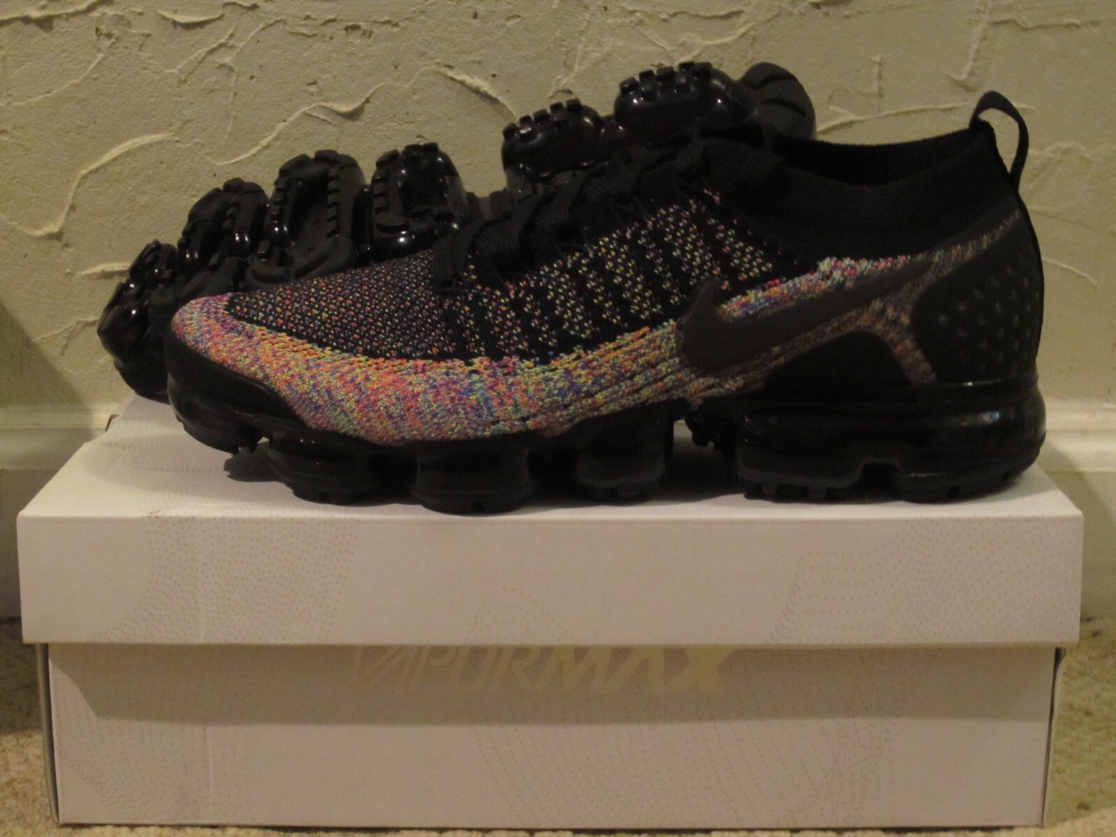 スニーカー NIKE Air VaporMax Flyknit 2 'Black Multi-Color 2018 AW FW 18 Nike Air Vapormax Flyknit 2 Black Multicolor Men's Size 10